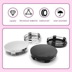 Pack-4 Car Wheel Center Hubcap, ABS Plastic Steel Rim Fixed Wate Color: Silver