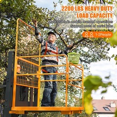 45 x 43 in Forklift Cage, Max. 2200 LBS Forklift Man Basket with Harness & Wheel