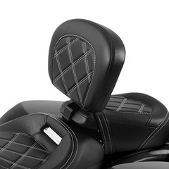 Low Profile Dual Seat Backrest White Stitch 09-23 Touring Road King