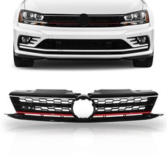 Front Bumper Grille Black Honeycomb Red Trim 2015-2018 VW Jetta GTI