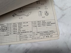 NICHOLS HAND MILLER PARTS LIST PAGES DRAWINGS INFORMATION MACHINE TOOL