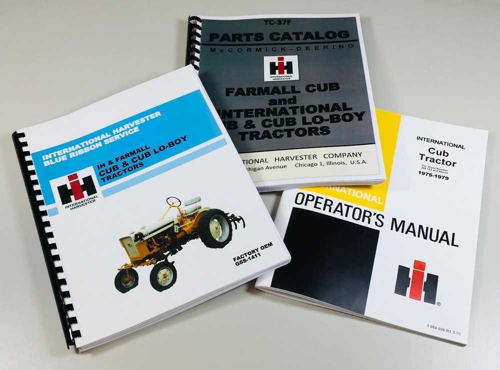 INTERNATIONAL HARVESTER CUB TRACTOR SERVICE PARTS OPERATORS MANUAL 1975-79 SET
