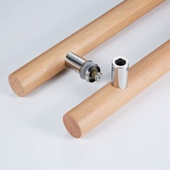 Glass Door Handle 304 Solid Length 16inches, Wood color(Straight connector)