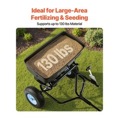 Uimoso Tow-Behind Broadcast Spreader 130LB, Settings, 0-9.8 ft Spread Width