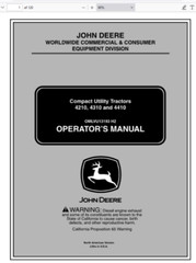 John Deere 4210 4310 4410 Compact Tractor Technical Repair Manual TM1985 PDF USB