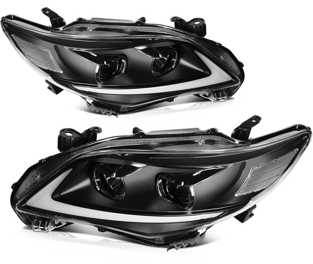 LED DRL Headlight Pair For Toyota Corolla 2011-2013 Black Clear Lens 8111002B50