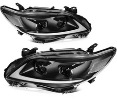 LED DRL Headlight Pair For Toyota Corolla 2011-2013 Black Clear Lens 8111002B50