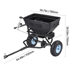 Uimoso Tow-Behind Broadcast Spreader 130LB, Settings, 0-9.8 ft Spread Width
