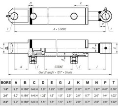 Hydraulic Cylinder Welded Double Acting 1.5″ Bore 12″ Stroke Tang 1.5×12 WTG NEW