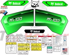 Fits Bobcat MT100 Mini Skid Steer Decal Kit – SPECIAL GREEN EDITION – LAMINATED