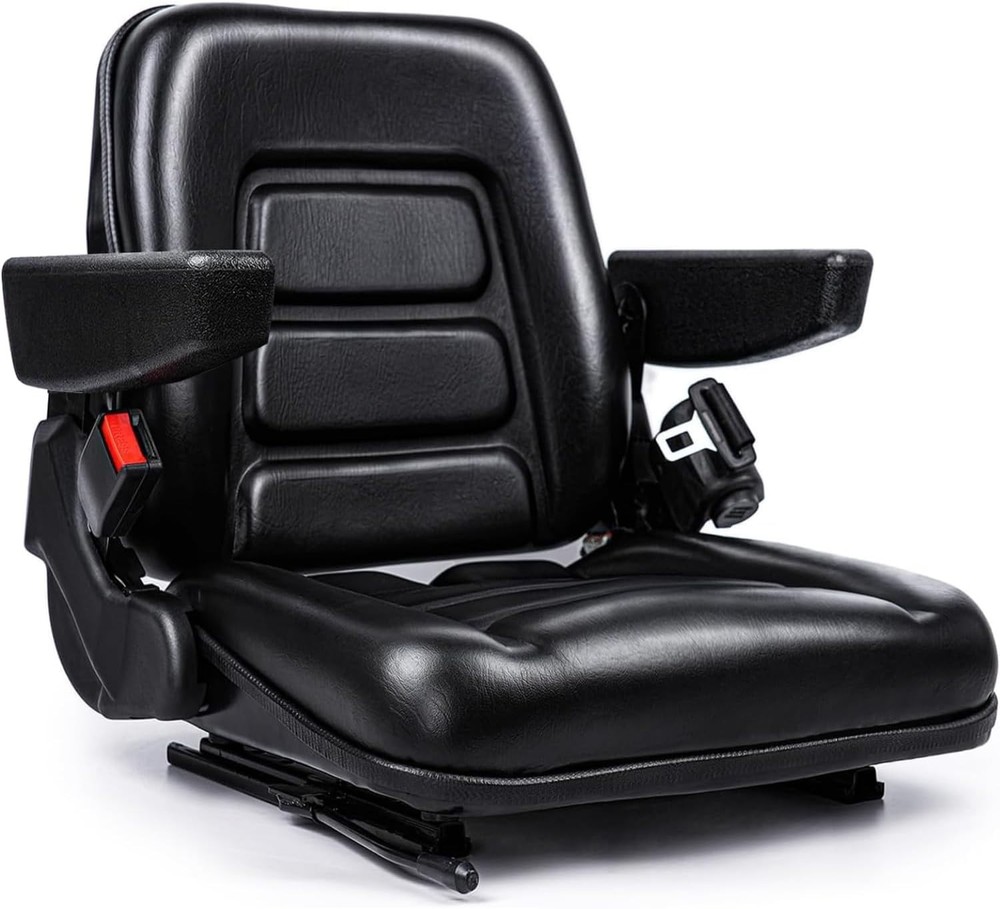Universal Forklift Seat,Tractor Seat with Micro Switch,Armrest and Safety Belt,f
