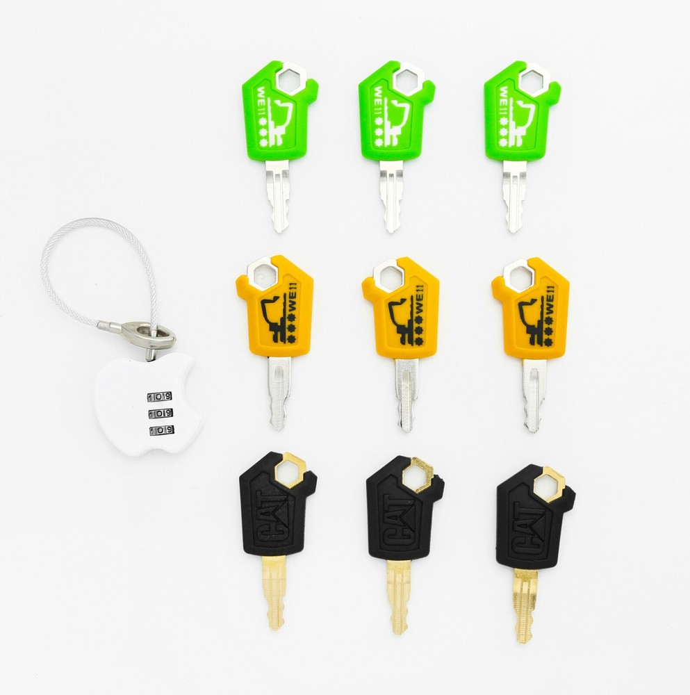 9PCS For Cat 5P8500 Ignition Master Keys Caterpillar Equipment Key With Keyring