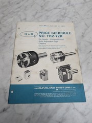 H G 1112 72R PRICE SCHEDULE DIE HEADS COLLAPSIBLE SOLID CLEVELAND TWIST DRILL CO
