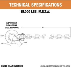 Buyers Products BSC3835 Trailer Safety Chain with Forged Slip 35"