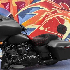 Motorcycle 2-Up Seat Cushion Backrest Pad Fits Road King Street Glide 14-23