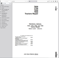 John Deere 7630 7730 7830 7930 Tractors Technical Service Repair Manual TM2266