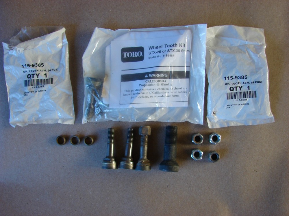 LOT 5 Toro Stump Grinder TEETH, Pocket BOLT asm 115-9385 STX-26 STX-38 tooth USA