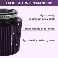 3 3.5 4 Inches Cold Air Intake Filter 76mm 89mm 101mm High Performance Washable.