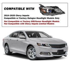 Headlight Assembly for 2014-2020 Chevy Impala Halogen Pair Not HID