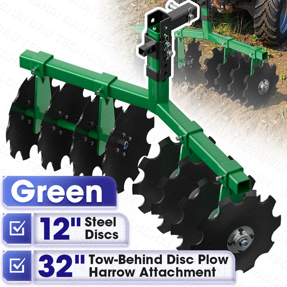 32″ Cut Width ATV/UTV Disc Plow Harrow With 2″ Receiver Hitch Heavy Duty Attach