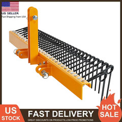 3 Point 72″ Pine Straw Rake Landscape Rake for Cat0 Cat1 Tractor Rake Attachment