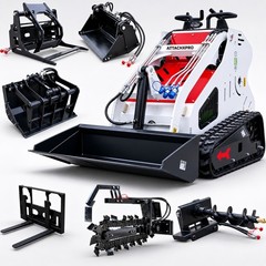 15 HP Mini Skid Steer Loader B&S Hydraulic System Electric Start W/ 7 Attachment