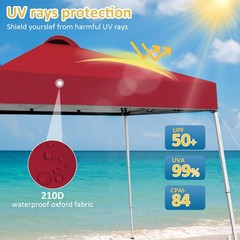 SAILARY 8×8 Pop Up Canopy Tent Central Lock Design Slant Legs Backpack Red