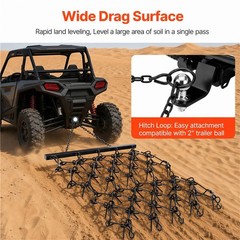 5 x 4.5 FT Heavy-Duty Steel Drag Harrow for ATV UTVs Lawn Tractors Leveling