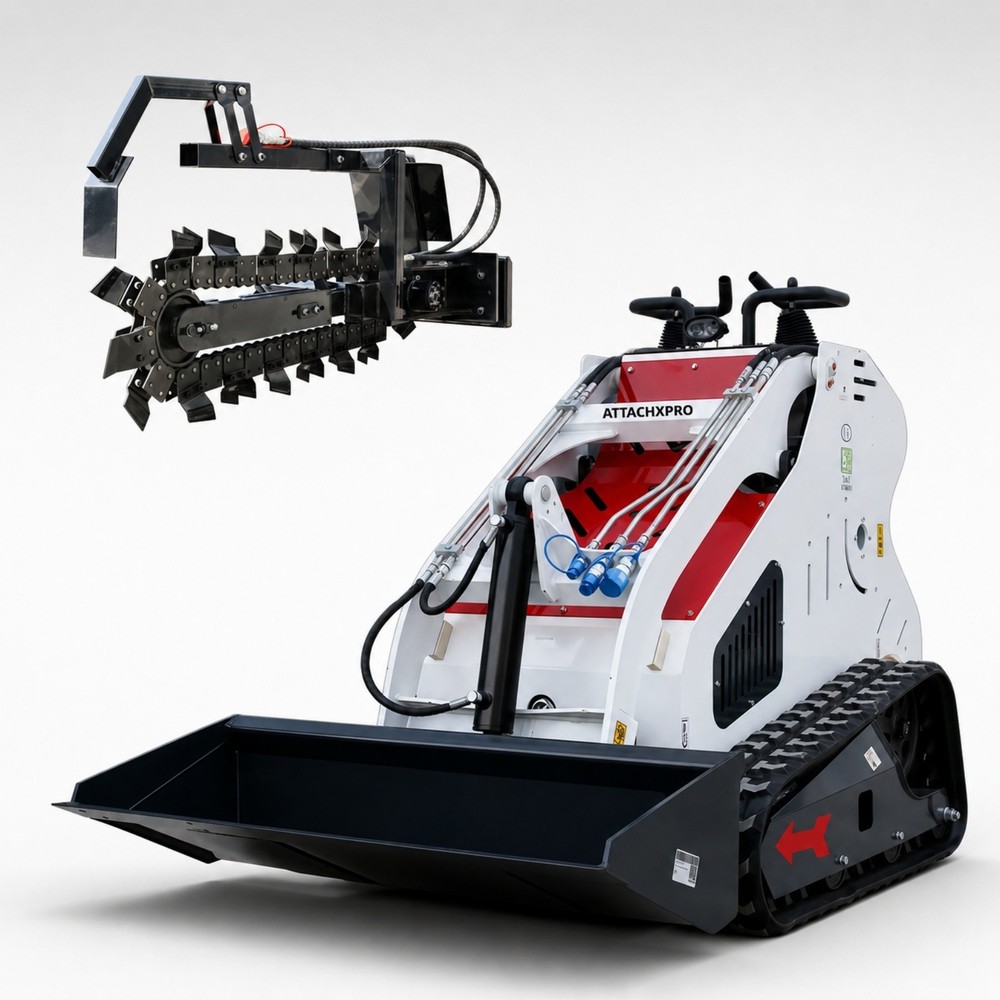 15 HP Mini Skid Steer Loader B&S Hydraulic System Electric Start W/ Trencher