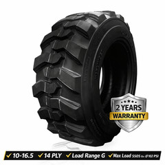 10-16.5/10×16.5 14PR Skid Steer Tire HAFLINGER TRAC-KING Heavy Duty Rim Guard TL