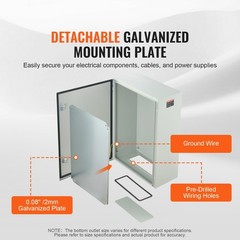 Steel Electrical Box, 27.6 x 19.7 x 9.8 in, Cold Rolled Steel Electrical Enclosu