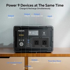 POERUNI 600W 519Wh Portable Power Station Solar Charger Generator for Back Up