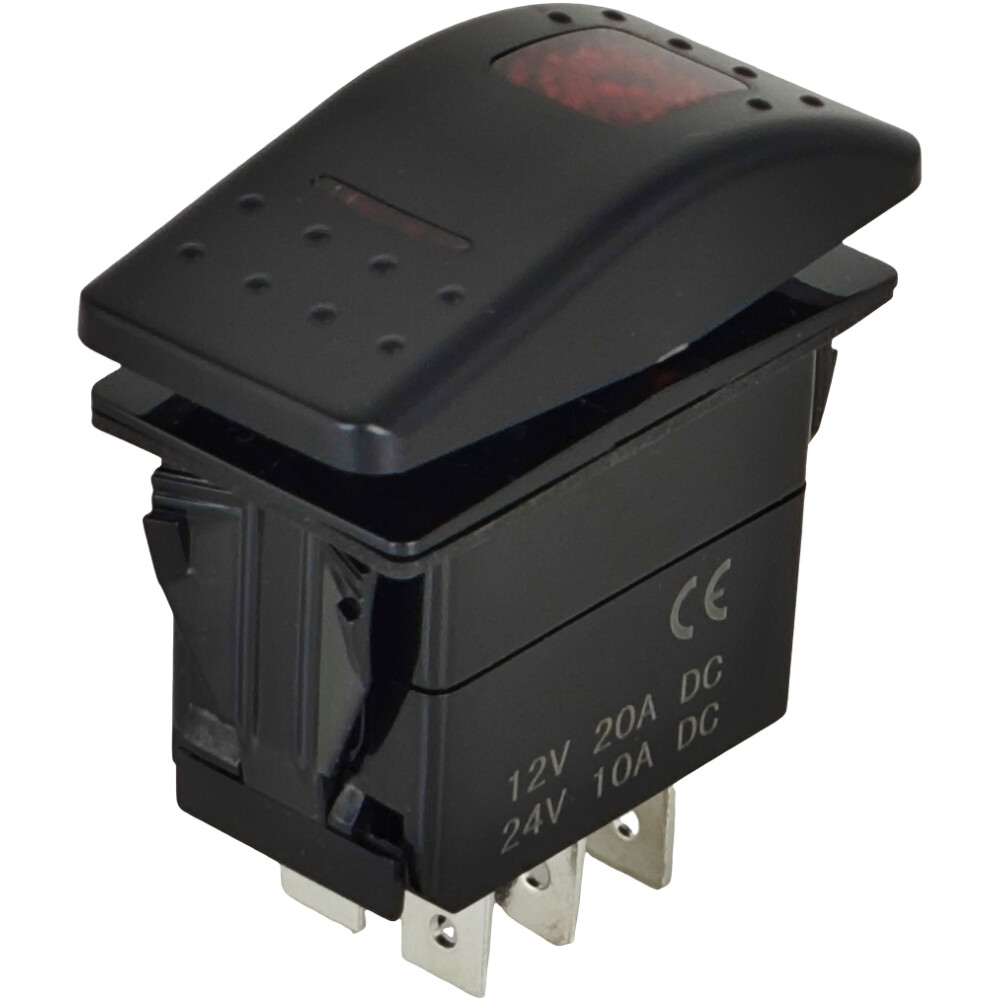 Red Light On/Off/On Rocker Switch SK2474102 Fit for Cleveland 12V 20A 24V 10A DC