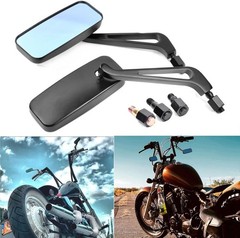 8mm/10mm Black Rectangle Motorcycle Rear view Side Mirrors compatible with Cruis