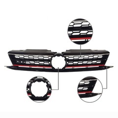 Front Bumper Grille Black Honeycomb Red Trim 2015-2018 VW Jetta GTI