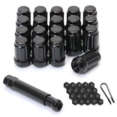 Acorn M12x1.5 Black Spline Lug Nuts – Set of 20, 12mm X 1.5 X 35mm,