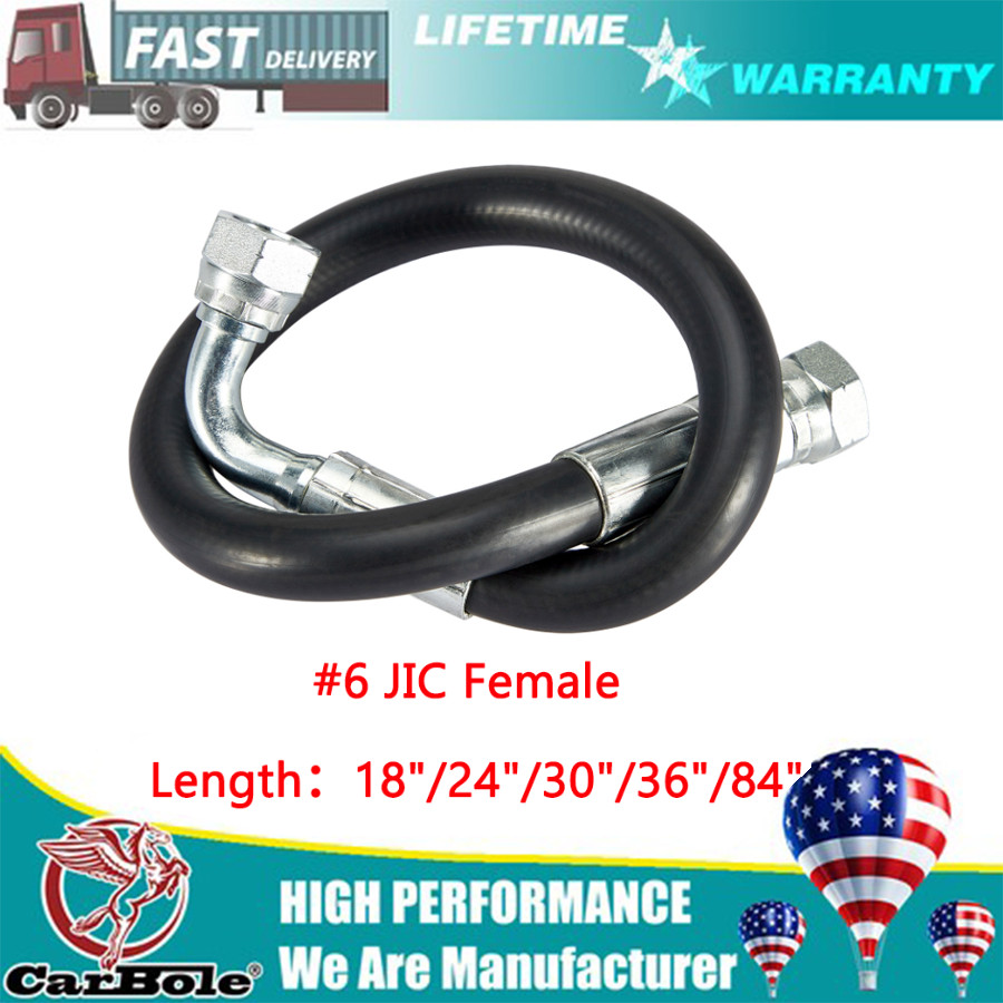 3/8″ Hydraulic Hose Assembly- #6 JIC Female (Straight/90) Fitting 18/24/30/36″
