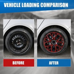 16 Inch Universal Hubcaps Snap On Steel Rims Set 4 Black Red Lacquer