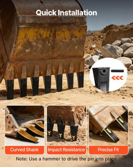 Excavator Bucket Teeth with Pins, 4 Pack X156L Bucket Tooth Set for Smooth & Eff