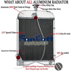 3 Rows Aluminum Radiator For Ford 2N 8N 9N Models Tractors 8N8005,86551430
