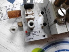 SMC (4X) SY3120-5OLZ-M5 SOLENOID VALVES WITH SY3120-KRW0098-04 MANIFOLD
