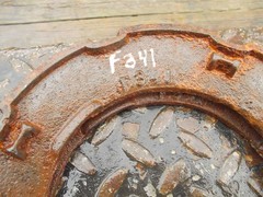 1) USED F341 STEEL / CAST IRON Burch Tru Blue PLANTER Large Seed PLATE F 341