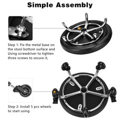 Low Rolling Stool PU Leather Backrest 3.2in Casters Garage Workshop Seat