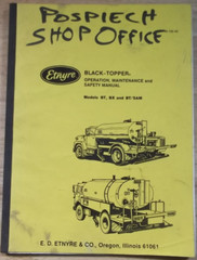 ETNYRE BLACK-TOPPER BT BX BT/SAM MODELS PARTS MANUAL BOOK CATALOG