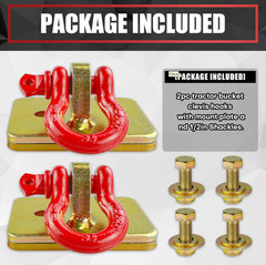Tractor Bucket Grab Hooks Bolt On Clevis Mount with D Ring Shackles Heavy Duty