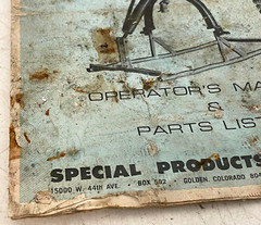 Vintage Original SPeeCo Posthole Digger SpeeDigger Operator’s Manual Parts List