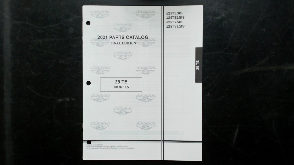 Johnson 25 TE Models 2001 Parts Catalog Final Edition J25TESIS
