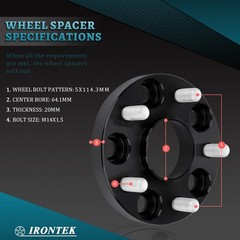 20mm Forged Wheel Spacers 5×114.3 64.1mm Hub M14x1.5 Studs Tesla Model 3 Y 2PCS