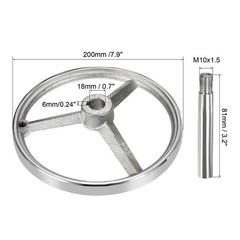 200mm 8 Inch Diameter Rotary Handwheel Cast Iron Chrome Plated with Handle