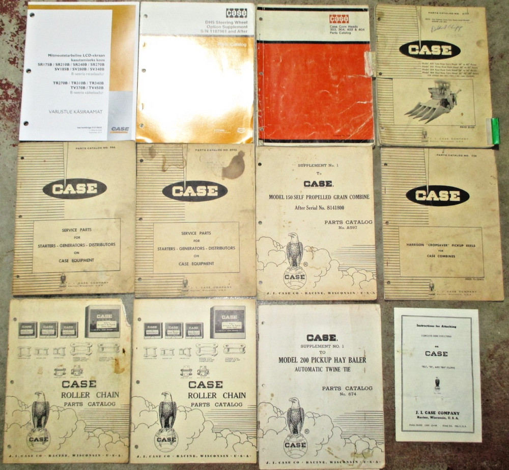 LOT OF 12 J. I. CASE OPERATORS PARTS SUPPLEMENT MANUALS CATALOGS ORIGINAL!